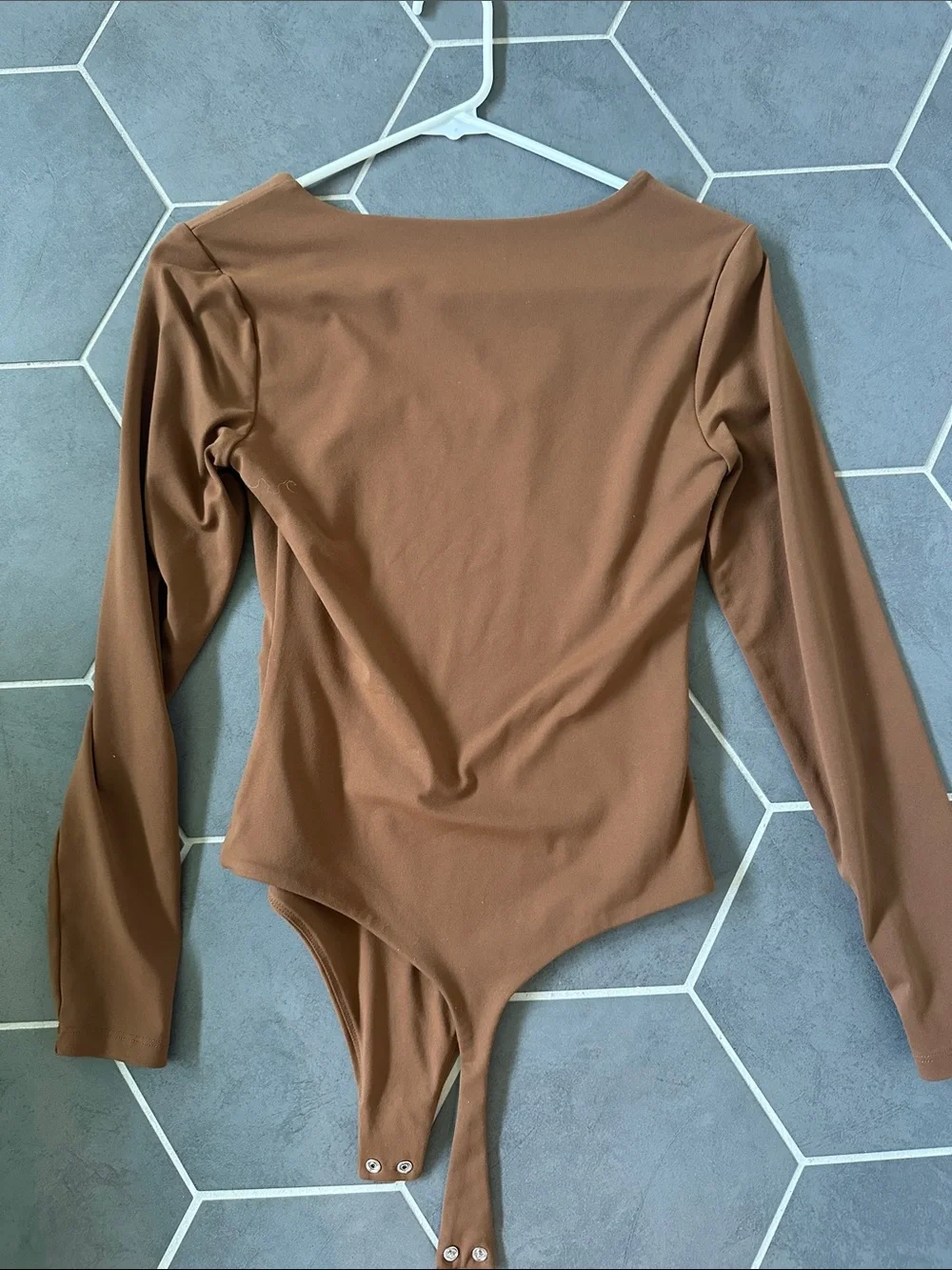 nuuds Brown Long-Sleeve Scoop Neck Bodysuit